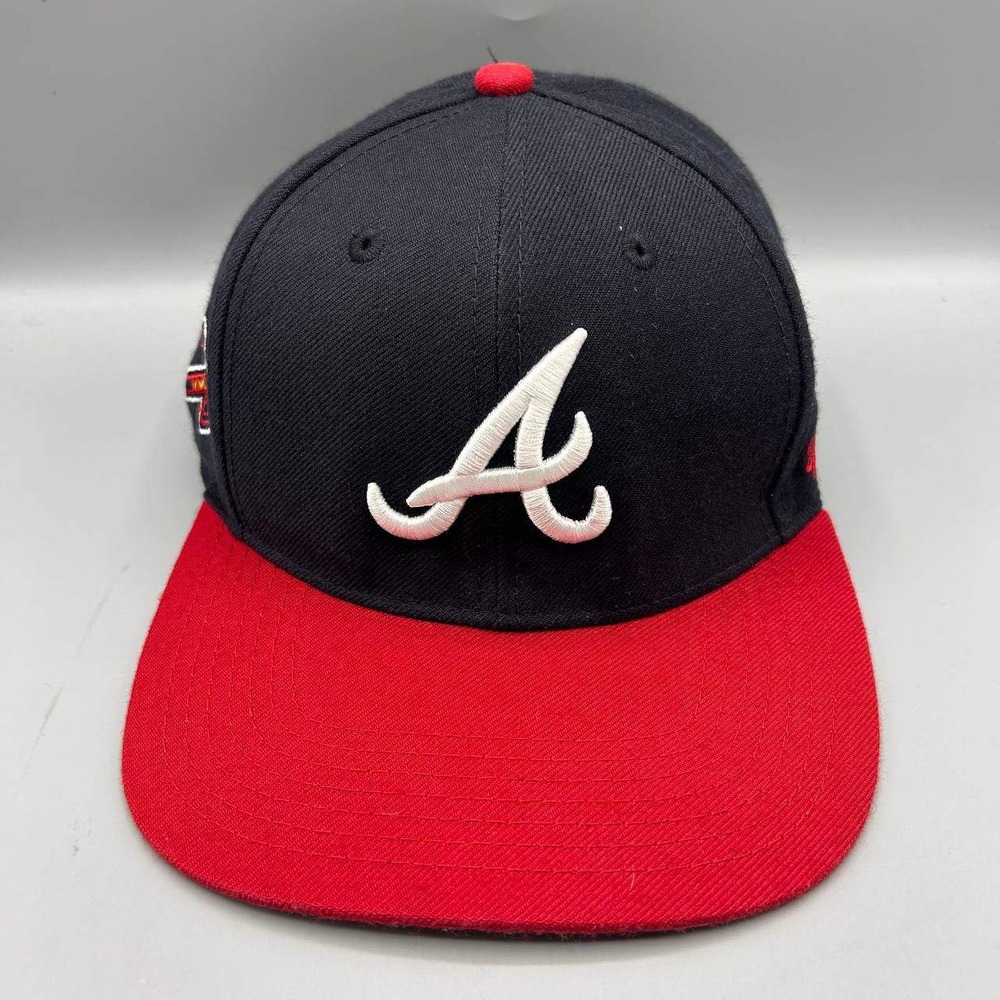 Atlanta Braves MLB Hat Youth Black Red Embroidered 47 Brand Snap Back Cap